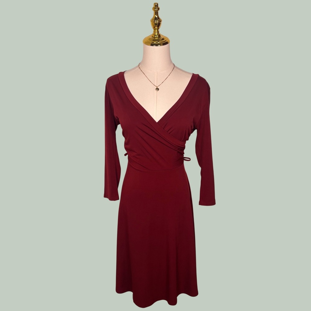 rainbow Y2K burgundy wine faux midi dress coquette elegant office siren Y2K chic